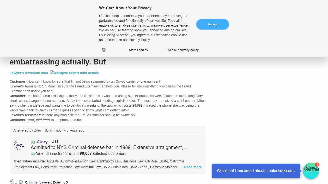 How can I know for sure that I'm not being scammed by a onvoy carrier phone number? Kind of embarrassing actually. But